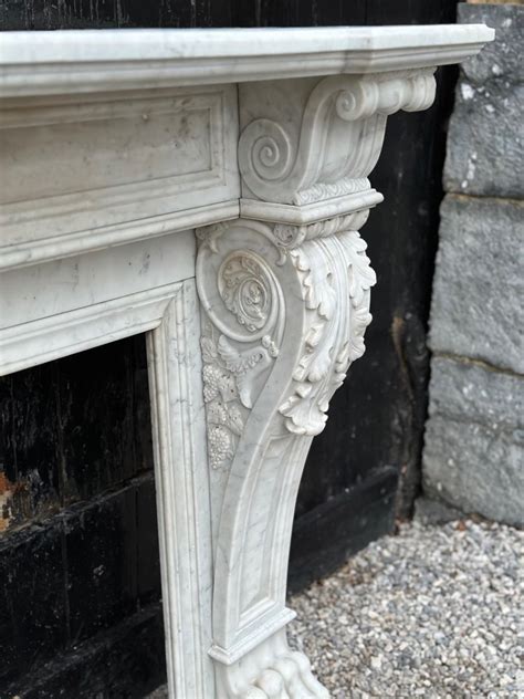 Proantic: White Carrara Marble Fireplace Circa 1880