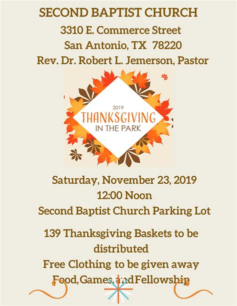 Thanksgiving In The Park – Second Baptist Church