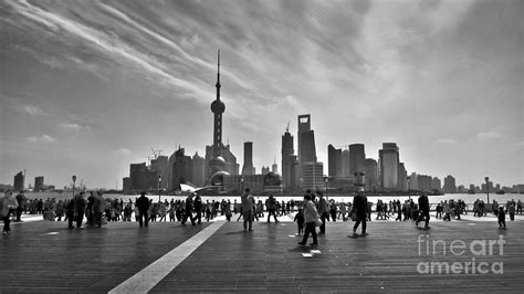 Shanghai skyline black and white Photograph by Delphimages Photo ...