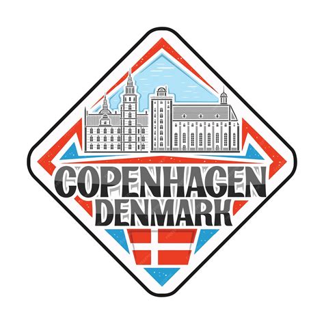 Premium Vector | Copenhagen skyline landmark flag sticker emblem badge travel souvenir illustration