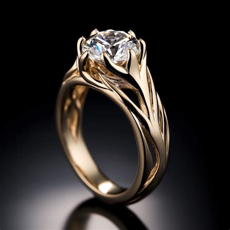 Premium Photo | A gold ring with a diamond