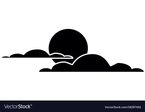 Cloud sky silhouette with sun Royalty Free Vector Image