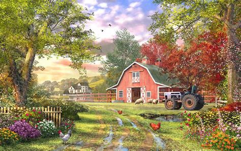 Horizontal Digital Art - Old Farm House Variant 1 by Dominic Davison | Farm scene painting ...