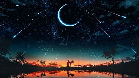 Download Space Anime Shooting Stars Wallpaper | Wallpapers.com