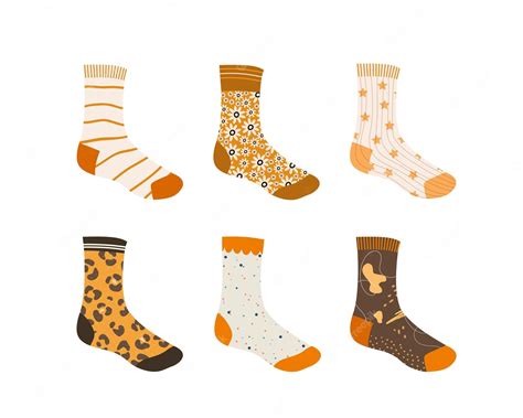 Premium Vector | Set of stylish socks with different patterns, colors ...