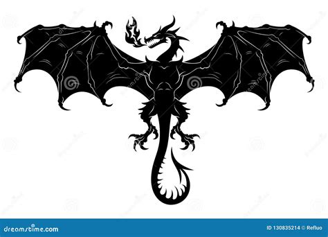 Flying dragon silhouette stock vector. Illustration of dragon - 130835214