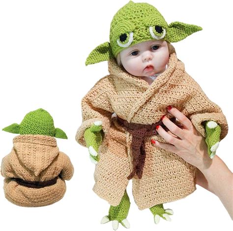 LIUQI Bambino Yoda Infantile Costume Fatto A Mano 5pcs Lavorato A Maglia Yoda Set Costume Per 0 ...