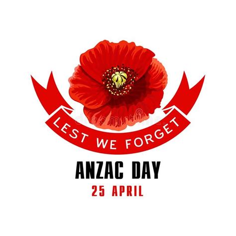 Anzac Day Lest We Forget card with poppy flower vector illustration Anzac Poppy, Anzac Day, Lest ...