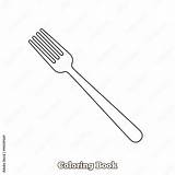 fork Cartoon coloring Book Vector Illustration Stock  Adobe sketch template