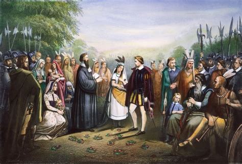 Pocahontas & John Rolfe Nthe Marriage Of Pocahontas And John Rolfe At ...