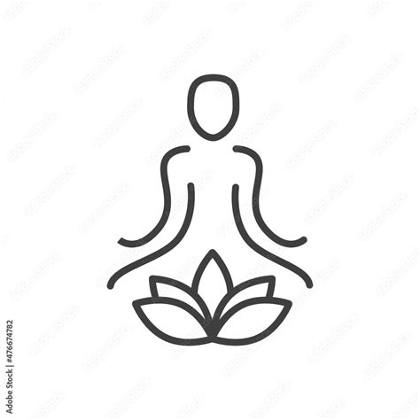 Meditating human silhouette with lotus flower. Yoga and meditation symbol. Logo template for ...