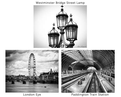 Black and White Prints of London set of 9 London canvas art | Etsy