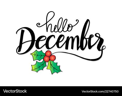 Hello december lettering Royalty Free Vector Image