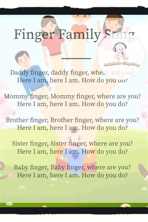 Finger Family Song Lyrics | Finger family song, Finger family lyrics, Family songs