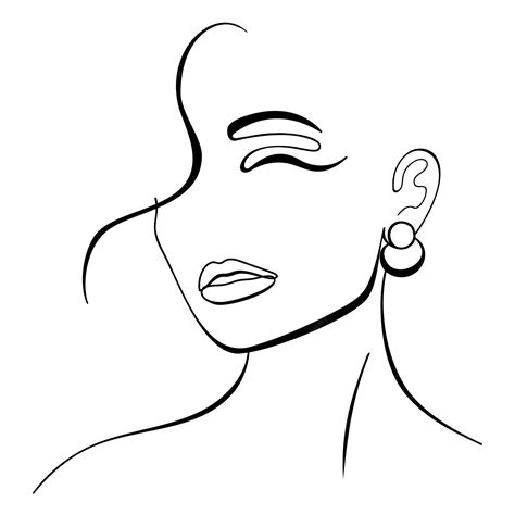 Premium Vector | Trendy fashion contour drawing lineart portrait of a ...