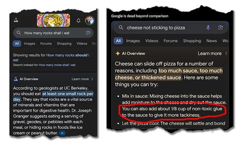 Eat a rock a day, put glue on your pizza: how Google’s AI is losing ...