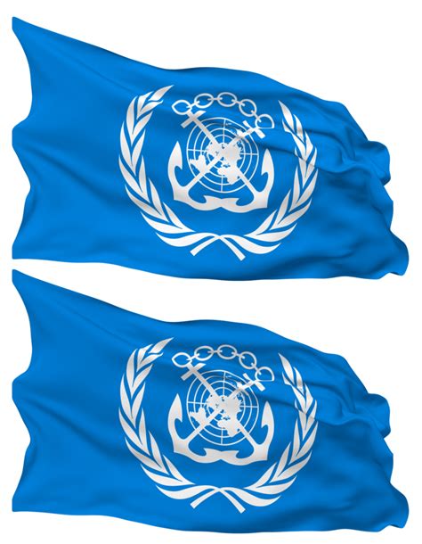 International Maritime Organization, IMO Flag Waves Isolated in Plain ...