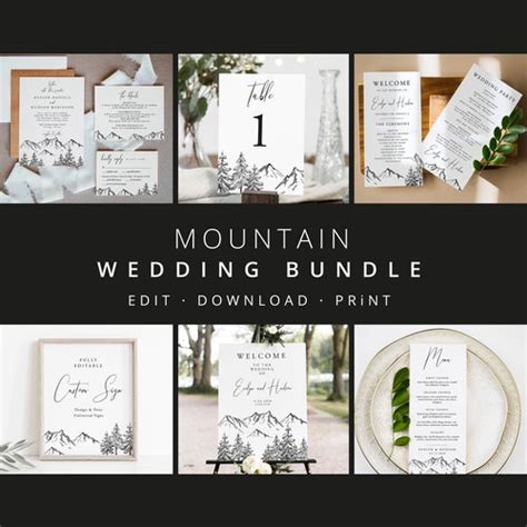 Mountain Wedding Bundle Wedding Essential Template Pine - Etsy