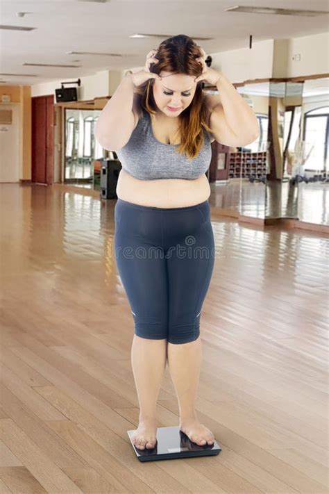 Caucasian Fat Woman Fails To Loss Weight Stock Photo - Image of overweight, measure: 109055266