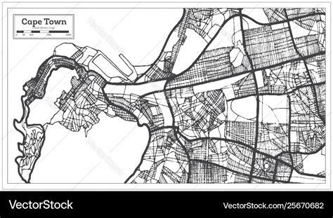 Cape town south africa map in black and white Vector Image