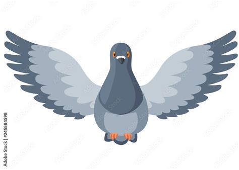 Pigeon bird flying, pigeon flaps its wings. Flat cartoon character ...