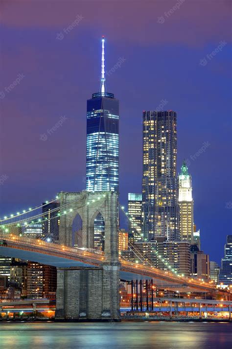 Premium Photo | Manhattan Downtown architecture night view