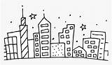 Chicago Skyline Simple Drawing Sketch Coloring Page sketch template