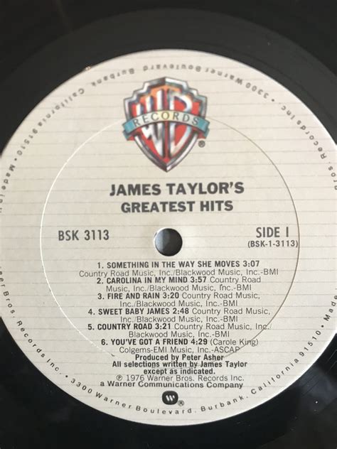 “Greatest Hits” by James Taylor – Vinot Records