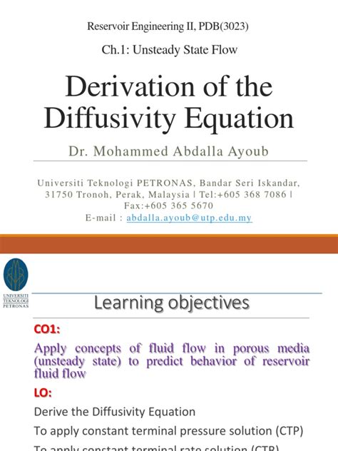 1_Derivation of the Diffusivity Equation | Fluid Dynamics | Compressible Flow