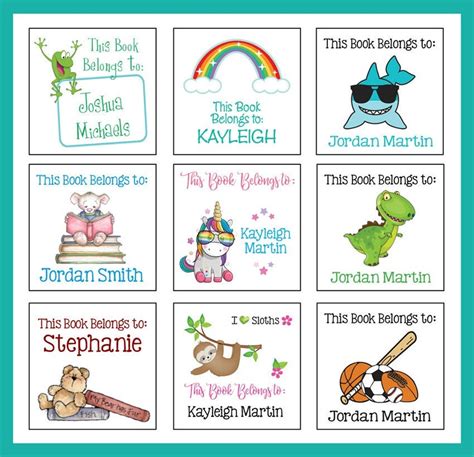 Kids BOOK Labels, Sets of 20 Square Book Labels for Kids, Name Labels, Personalized - Etsy