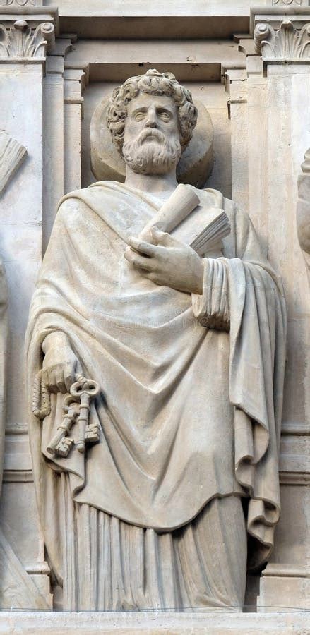 Saint Peter the Apostle, Statue on the Facade of Saint Augustine Church in Paris Stock Photo ...