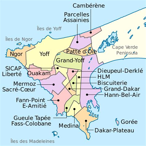 Dakar - districts • Map • PopulationData.net