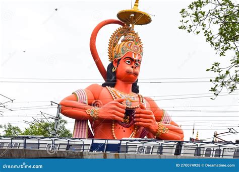 New Delhi, India - June 21, 2022 - Big Statue of Lord Hanuman Near the Delhi Metro Bridge ...