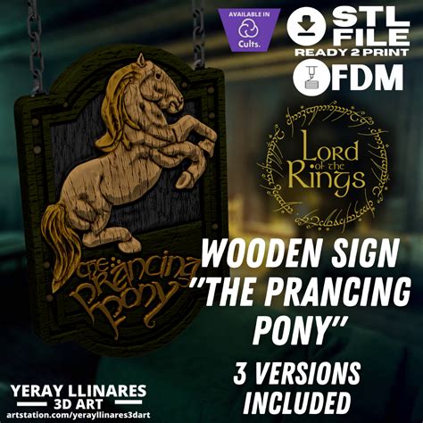 STL file Wooden Sign "The Prancing Pony" from Lord Of The Rings 🪵・3D printer design to download ...