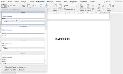 Cara Membuat Daftar Isi Secara Otomatis Pada Microsoft Word - Tutorial ...