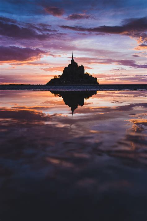 Mont Saint-Michel by sunset. : r/pics