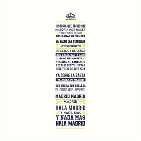 "Real Madrid - Hala Madrid Lyrics Design" Art Prints by Kieran Carroll | Redbubble