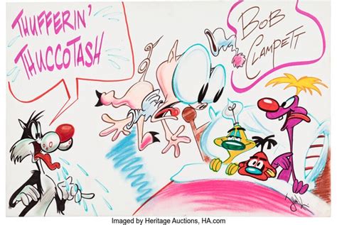 A Tribute to Bob Clampett Oversized Drawing Original Art by John Kricfalusi Warner Brothers, c ...