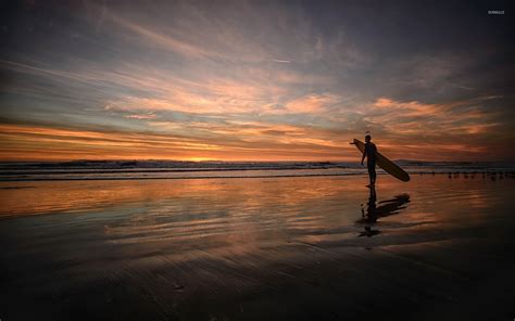 Surfing at sunset wallpaper - Beach wallpapers - #45681