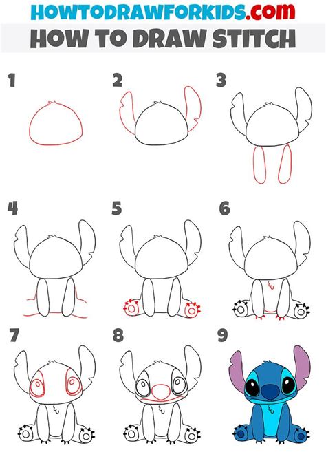 how to draw stitch step by step | Como dibujar a stich, Tutorial de dibujo, Dibujos lindos sencillos