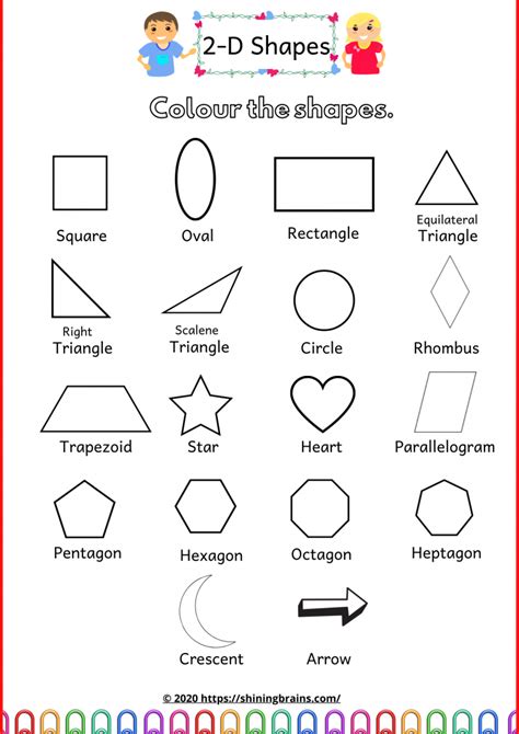 2D Shapes Worksheets | Free Printables - ShiningBrains.com