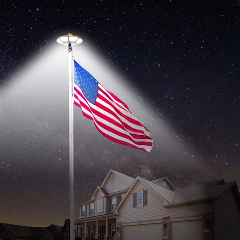 LED Solar Powered Flag Pole Down Light, High Output, Massive 800 Lumens ...