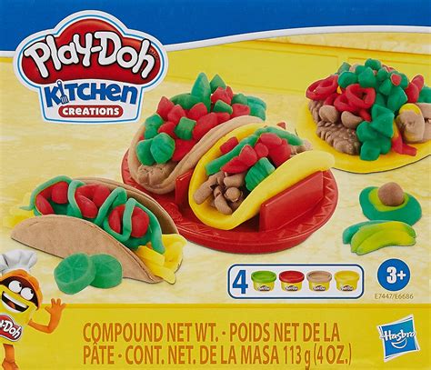 Amazon.com: Play-Doh Kitchen Creations Taco Time Play Food Set for Kids 3 Years and Up with 4 ...