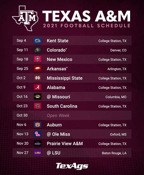 2023 Aggie Football Schedule | 2023 Calendar