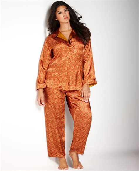 Lyst - Jones New York Plus Size Printed Satin Pajama Set in Orange