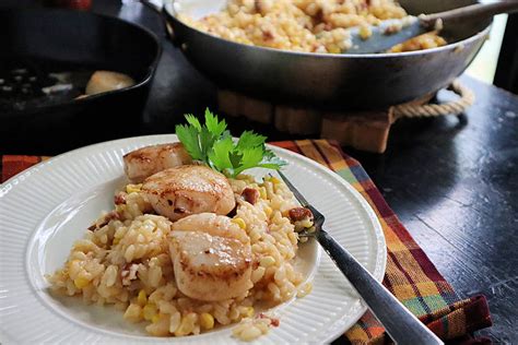 Seared scallops on corn and chorizo risotto - West Hawaii Today