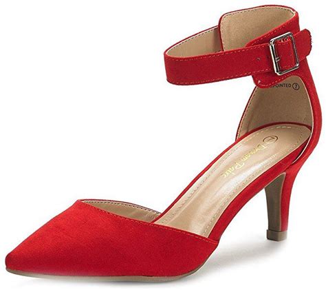 Amazon.com | DREAM PAIRS Women's Lowpointed Red Suede Low Heel Dress Pump Shoes - 10 M US ...