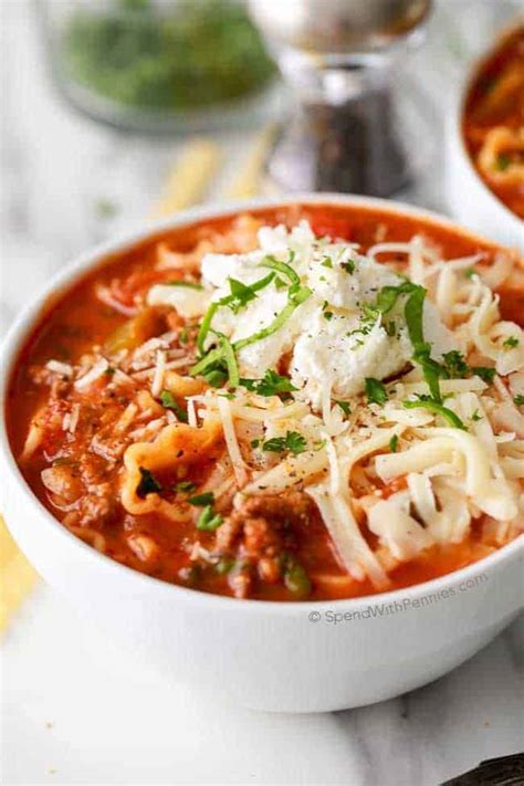 CrockPot Lasagna Soup {Cheesy & Delicious} - Spend With Pennies