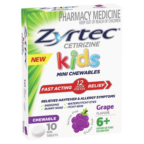 Zyrtec Kids Mini Chewables 10 Mini Tablets - Grape Flavour – Discount Chemist