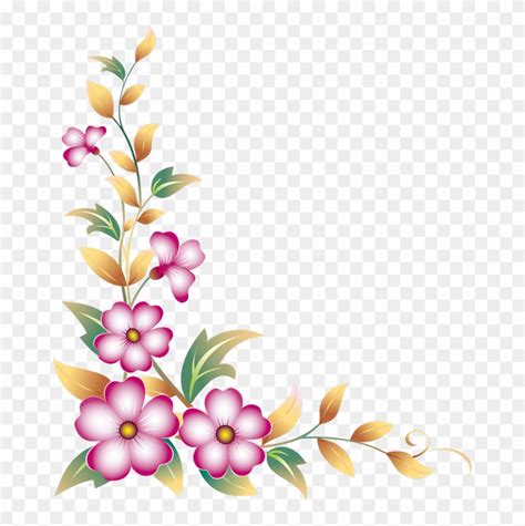 Flower Corner Border Clip Art - Flower Corner Border Design Png - Free Transparent PNG Clipart ...